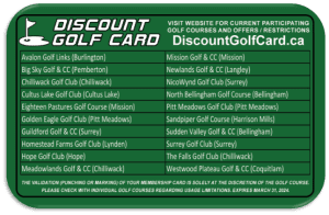 2023 Vancouver Discount Golf Card (Single)